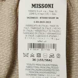 Pre Owned 
بنطلون ميزوني ساق عريضة قطن بنمط شيفرون بيج مقاس وسط (إكسترا صغير) / الخصر 26 بوصة