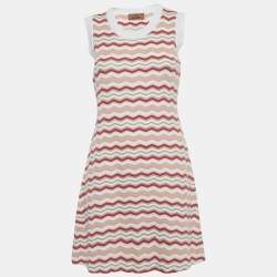 مملوكة مسبقًا Missoni Pink Zig-Zag Knit Sleeveless Mini Dress L