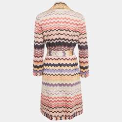 Pre Owned معطف ميزوني مفتوح من الأمام تريكو زجزاج متعدد الألوان مقاس وسط (ميديم)