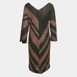 Pre Owned Missoni Black & Brown Patterned Knit Midi Dress M