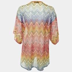 مملوكة مسبقًا Missoni Multicolor Chevron Pattern Knit Cover Up Tunic M