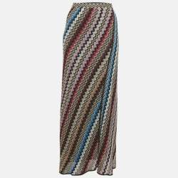 Pre Owned Missoni Multicolor Pattered Lurex Knit Maxi Skirt M