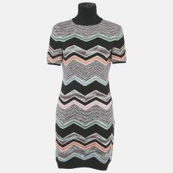 Pre Owned Missoni Multicolor Zig Zag Patterned Knit Mini Dress L