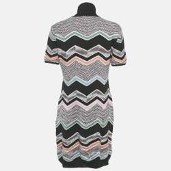 مملوكة مسبقًا Missoni Multicolor Zig Zag Patterned Knit Mini Dress L