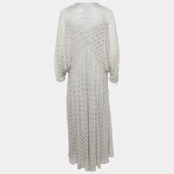 مملوكة مسبقًا Missoni Silver Lurex Knit Kaftan Maxi Dress S