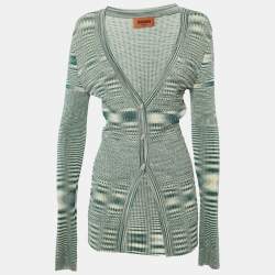 Pre Owned Missoni Teal Green Patterned Knit Cardigan S