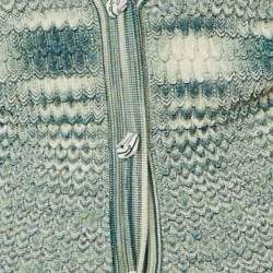 Pre Owned Missoni Teal Green Patterned Knit Cardigan S