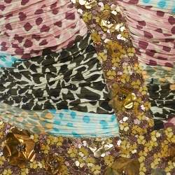 Pre Owned Missoni Multicolour Abstract Print Ruched Embroidered Dress S