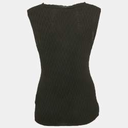 مملوكة مسبقًا Missoni Black Textured Stretch Knit Crew Neck Top L