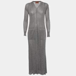 Pre Owned Missoni Silver Lurex Knit Maxi Dress S