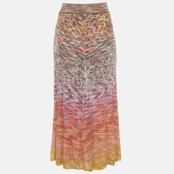 Pre Owned Missoni Multicolour Knit Metallic Trim Wide Leg Skirt Detail Pants XS