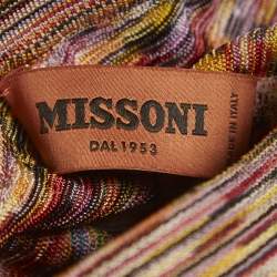 Pre Owned Missoni Multicolour Knit Metallic Trim Wide Leg Skirt Detail Pants XS