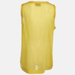 Pre Owned Missoni Yellow Satin & Crepe Tank Top M