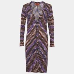 Pre Owned كاردیغان میزوني تريكو بنقشة أخضر فاتح صغير