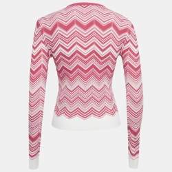 Pre Owned Missoni Pink Zig-Zag Stretch Knit Cardigan S