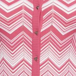 Pre Owned Missoni Pink Zig-Zag Stretch Knit Cardigan S