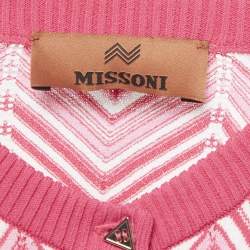 Pre Owned Missoni Pink Zig-Zag Stretch Knit Cardigan S