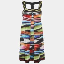Pre Owned Missoni Multicolour Stripe Knit Strappy Mini Dress S