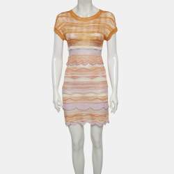 مملوكة مسبقًا فستان ميزوني برتقالي محبوك بكشكشة ميني صغير