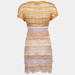 مملوكة مسبقًا فستان ميزوني برتقالي محبوك بكشكشة ميني صغير