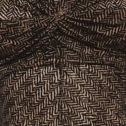 Pre Owned Missoni Beige/Black Flocked Print Tulle Sheer Draped Maxi Dress XS