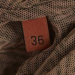 Pre Owned Missoni Beige/Black Flocked Print Tulle Sheer Draped Maxi Dress XS