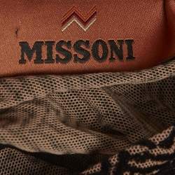 Pre Owned Missoni Beige/Black Flocked Print Tulle Sheer Draped Maxi Dress XS