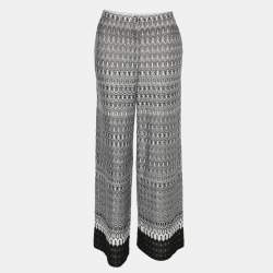 Pre Owned Missoni Black/White Knit Wide Leg Trouser S