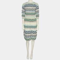 Pre Owned M Missoni Multicolor Knit Cut Out Shoulder Dress S