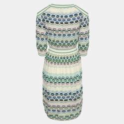 Pre Owned M Missoni Multicolor Knit Cut Out Shoulder Dress S