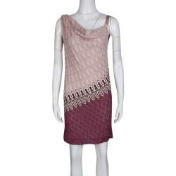 Pre Owned Missoni Multicolor Patterned Knit Draped Sleeveless Dress M