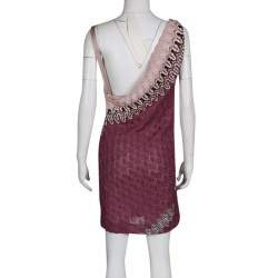 Pre Owned Missoni Multicolor Patterned Knit Draped Sleeveless Dress M