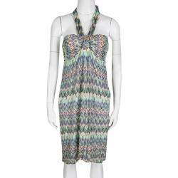 Pre Owned Missoni Multicolor Patterned Knit Halter Dress M
