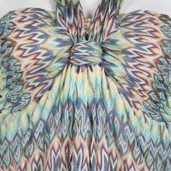 Pre Owned Missoni Multicolor Patterned Knit Halter Dress M