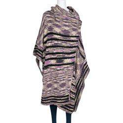 Pre Owned Missoni Multicolor Chunky Knit Oversized Cashmere and Wool Poncho M