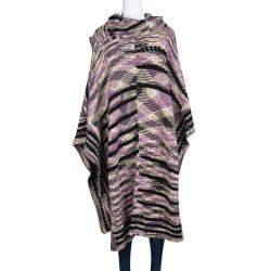 Pre Owned Missoni Multicolor Chunky Knit Oversized Cashmere and Wool Poncho M