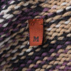 Pre Owned Missoni Multicolor Chunky Knit Oversized Cashmere and Wool Poncho M