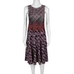 Pre Owned Missoni Multicolor Patterned Lurex Jacquard Knit Sleeveless A Line Dress M