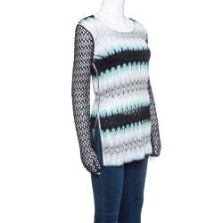 Pre Owned Missoni Multicolor Perforated Knit Long Sleeve Top S