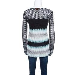 Pre Owned Missoni Multicolor Perforated Knit Long Sleeve Top S