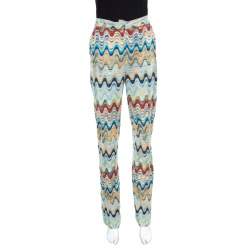 Missoni Multicolor Patterned Knit High Waist Flared Bottom Pants S