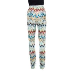 Missoni Multicolor Patterned Knit High Waist Flared Bottom Pants S