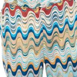 Missoni Multicolor Patterned Knit High Waist Flared Bottom Pants S