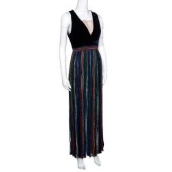 Pre Owned Missoni Velvet Bodice Detail Lurex Knit Sleeveless Maxi Dress S