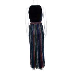 Pre Owned Missoni Velvet Bodice Detail Lurex Knit Sleeveless Maxi Dress S