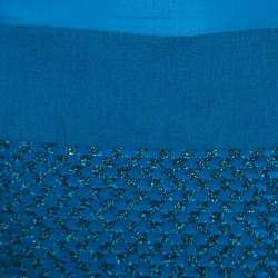 Pre Owned Missoni Blue Textured Lurex Knit Detail Shift Dress M