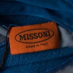 Pre Owned Missoni Blue Textured Lurex Knit Detail Shift Dress M