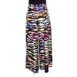Missoni Multicolor Abstract Printed Silk Wide Leg Pants M