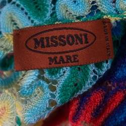 Pre Owned Missoni Mare Multicolor Perforated Patterned Knit Faux Wrap Tie Detail Kaftan Dress S