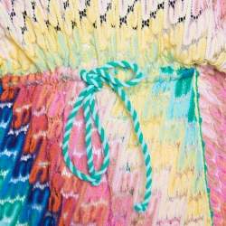 Pre Owned Missoni Mare Multicolor Perforated Patterned Knit Faux Wrap Tie Detail Kaftan Dress S